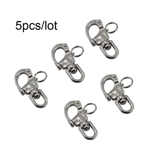 5PCS Stainless Steel 316 Mooring Quick Release Spring Swivel Snap Shackle 70mm 87mm 128mm Swivel Shackle For Lifting Strap Sale