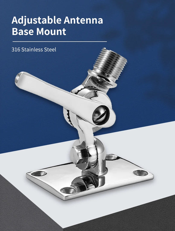 316 Stainless Steel Adjustable Marine Radio VHF 360° Antenna Base Mount Corrosion Resistance Marine Hardware For Boats Yacht