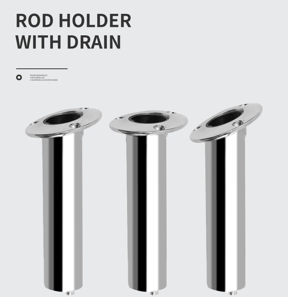 Boat Accessories 15/30/90 Degree Stainless Steel Heavy Flush Mount Fishing Rod Holder with drainage outlet Mirror Polished