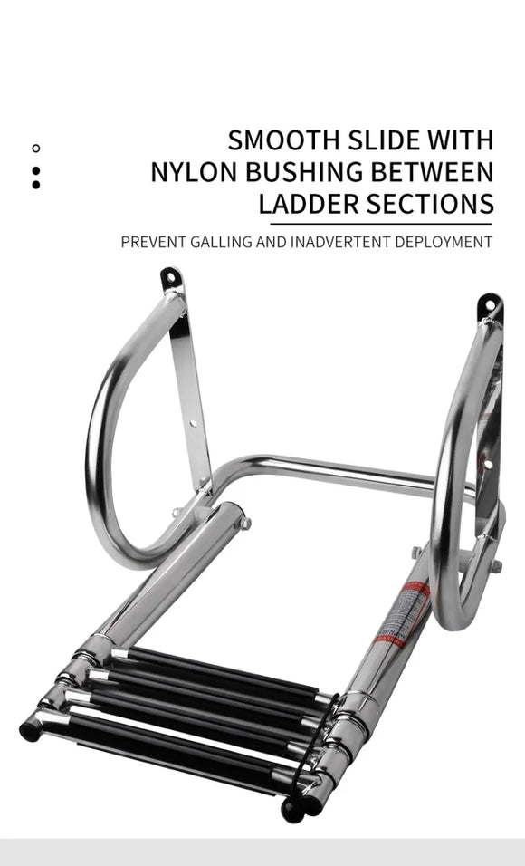 4 Step Boat Ladder Stainless Steel Boat Boarding Telescoping Ladder Sliding Folding Swimming Launching Ladder With Step Handrail