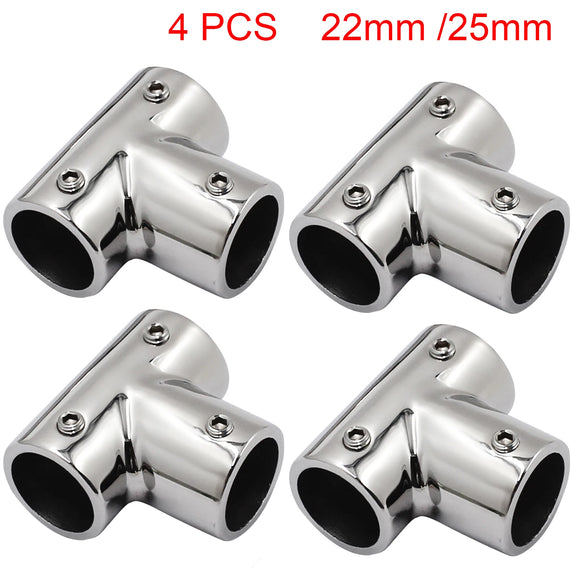 4pcs 316 Stainless Steel Boat Marine Handrail 90 Degree T/Tee Fitting Hand Rail Connector for 22mm/25mm Tube