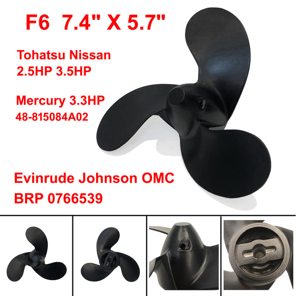 Boat Propeller F6 for Tohatsu Nissan 2.5HP 3.5HP /Mercury 3.5HP /Johnson Evinrude 3.3HP Outboard Motor F6 OMC BRP 0766539 309-64106-0 309-64107-0