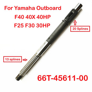 Boat propeller shaft 66T-45611-00 for yamaha 2 stroke 40 HP or 4 stroke f25 HP f30 HP f40 HP outboard engine