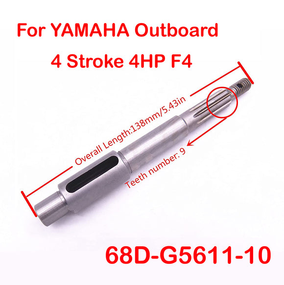 Propeller Shaft 68D-G5611-10 Replace For Yamaha Outboard Powertec F4 4HP 5HP 4-Stroke Engine Motor Prop Shaft 9 tooth